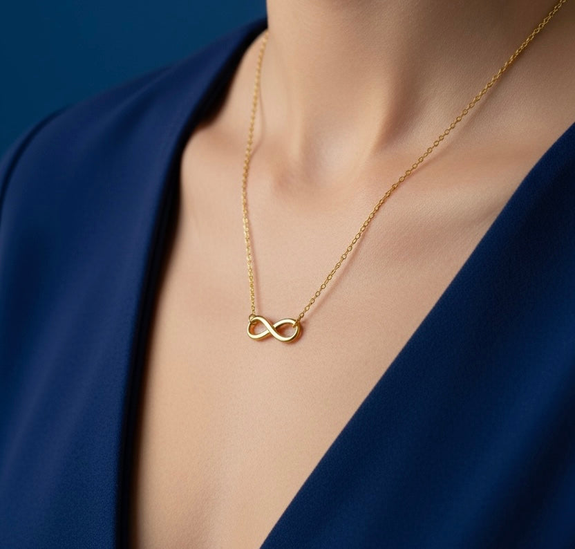 Sterling Silver, Infinity Necklace - Gold Plated