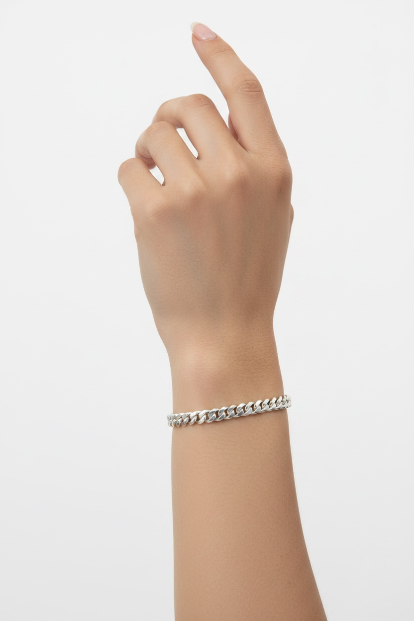 925 solid sterling silver bracelet 6mm unisex