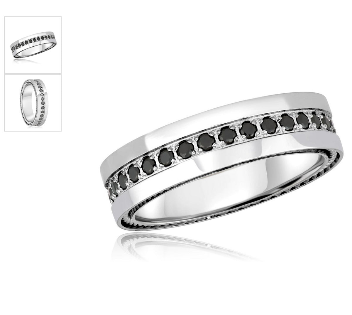 Stainless Steel, Black Crystal Ring MEN'S COLLECTION