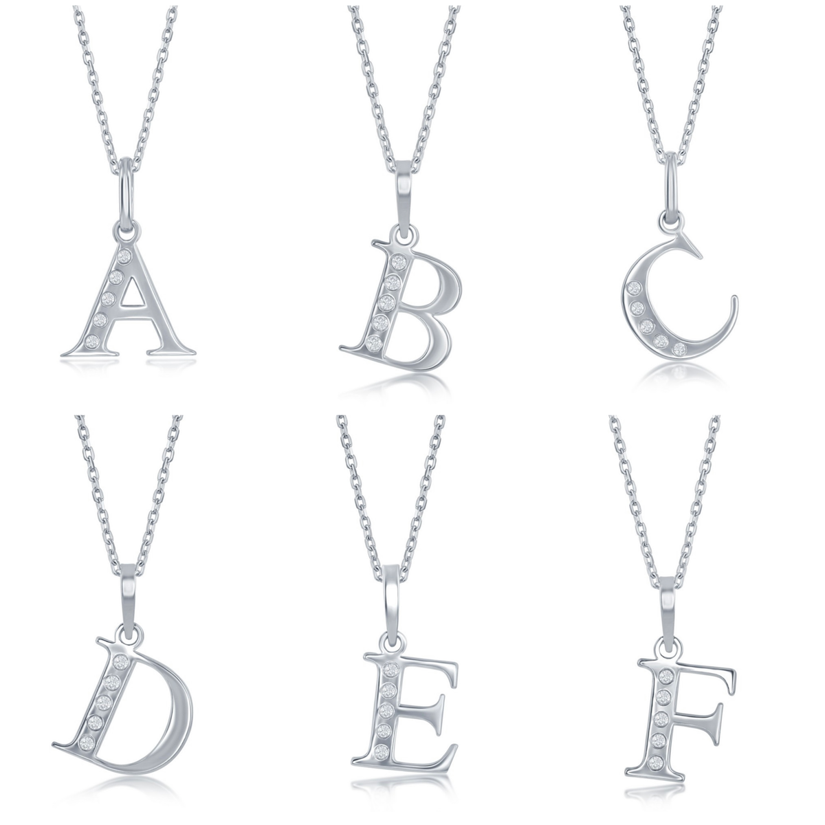 Sterling Silver 0.03cttw Diamond Accent Initial Pendant with Chain