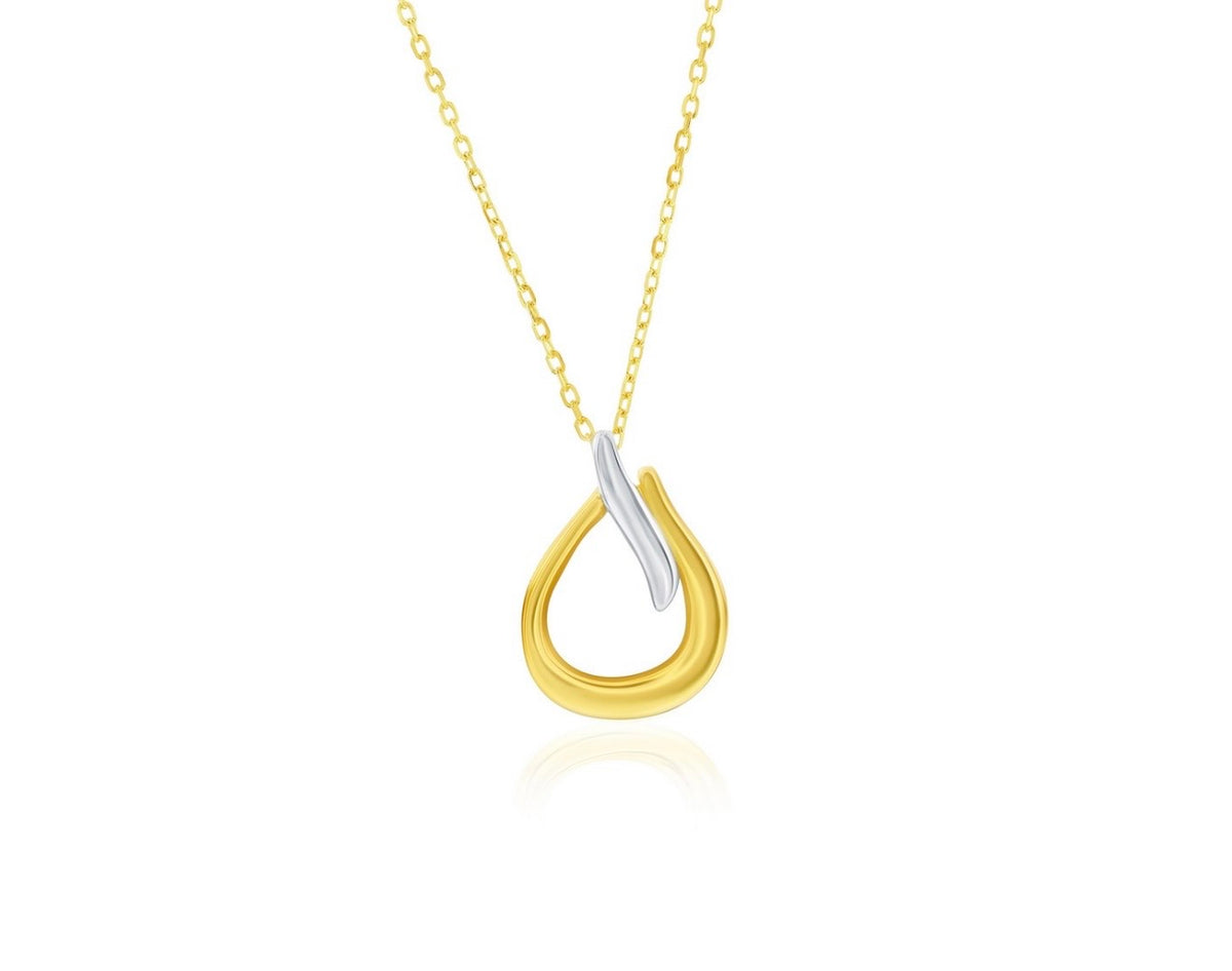 Sterling Silver, Polished Pearshaped Necklace and Earrings - Two-Tone