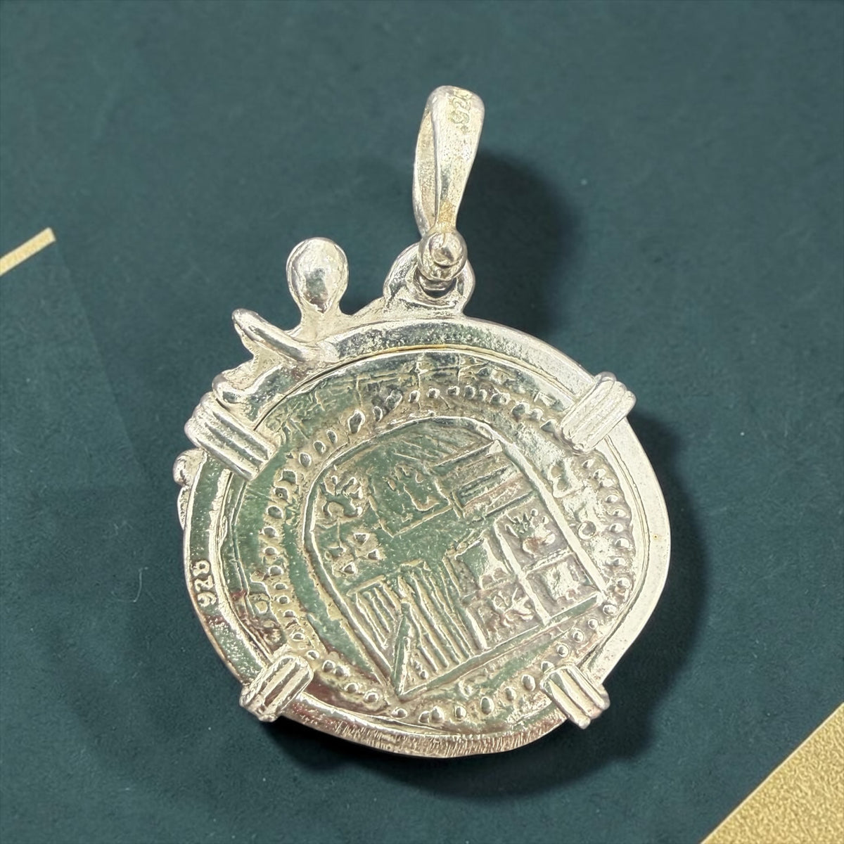 Replica of Atocha Coin Pendant in Octopus Bezel 925 solid sterling silver
