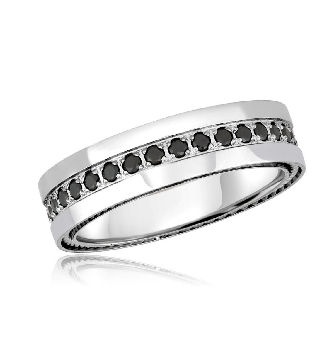 Stainless Steel, Black Crystal Ring MEN'S COLLECTION