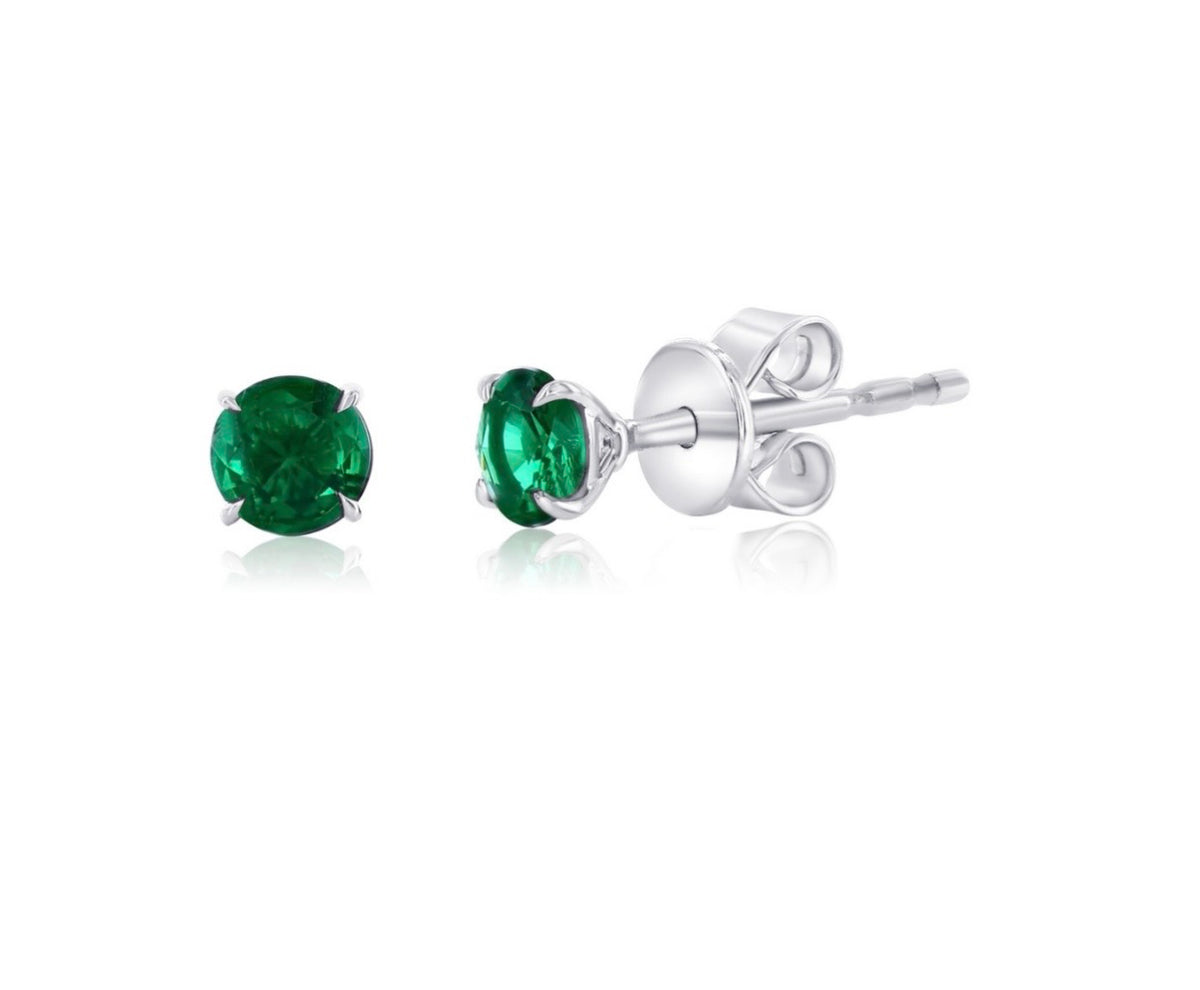 Sterling Silver, 4mm Round Lab-Grown gem stones  Studs