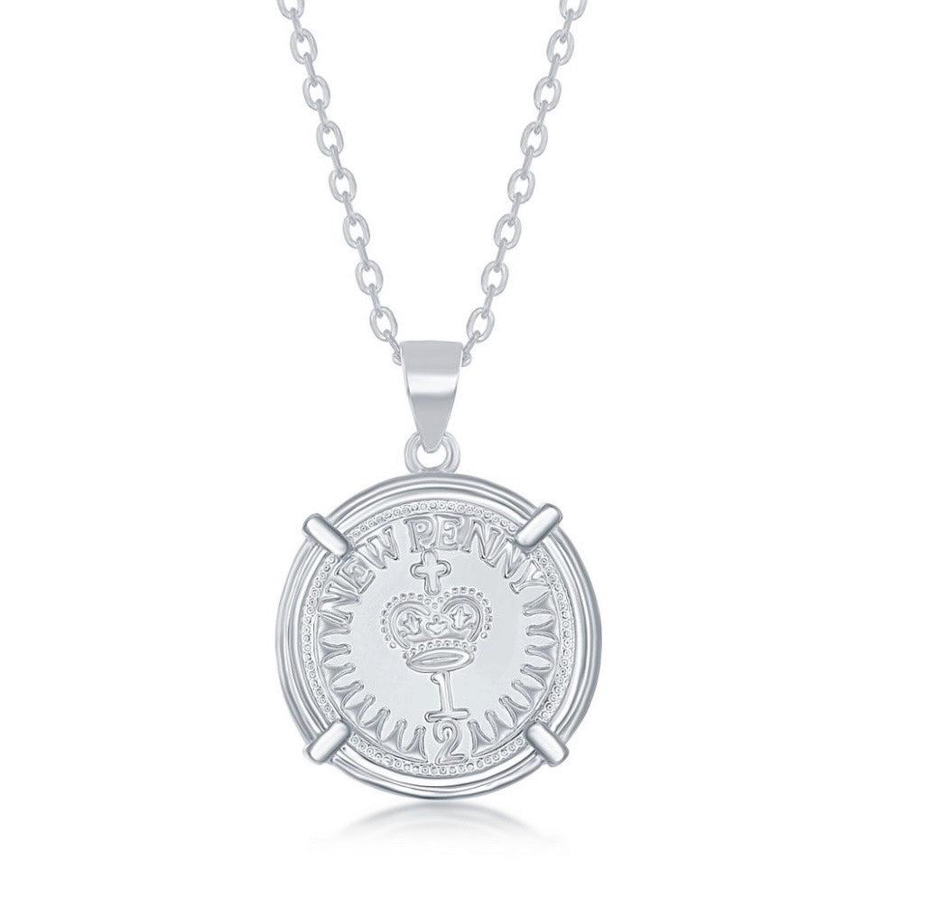 Sterling Silver Queen Elizabeth Coin-Style Necklace