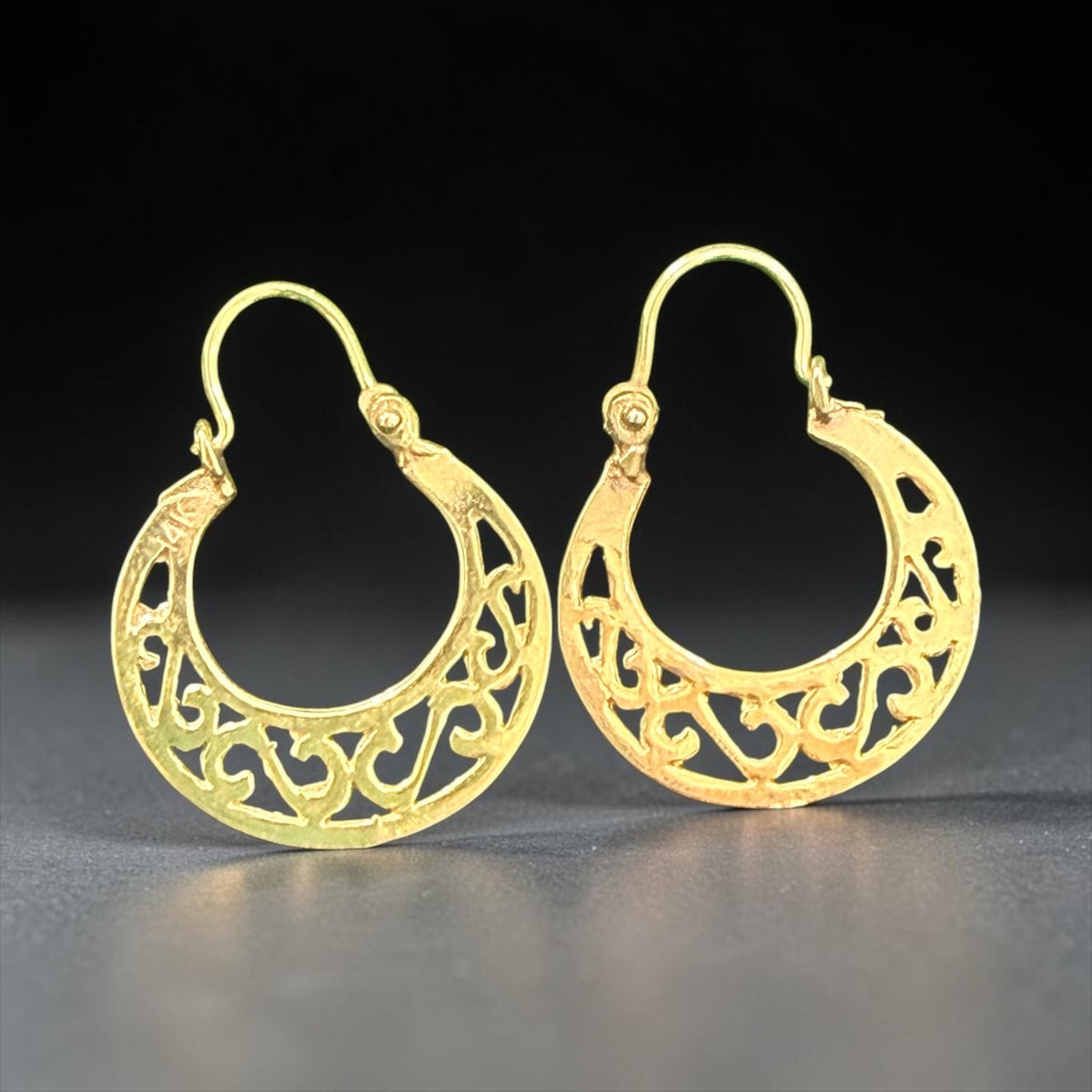 14K Real Gold Handmade Cuban Hoop Earrings small size