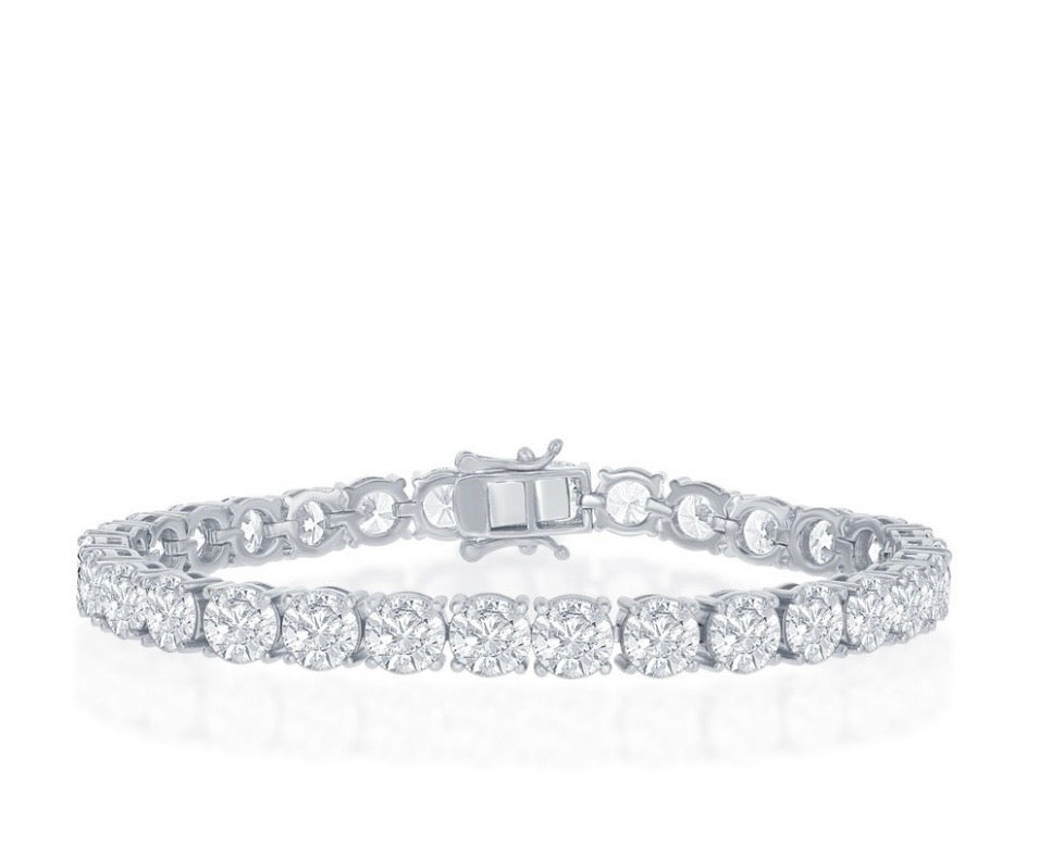 Sterling Silver Round, Moissanite Tennis Bracelet