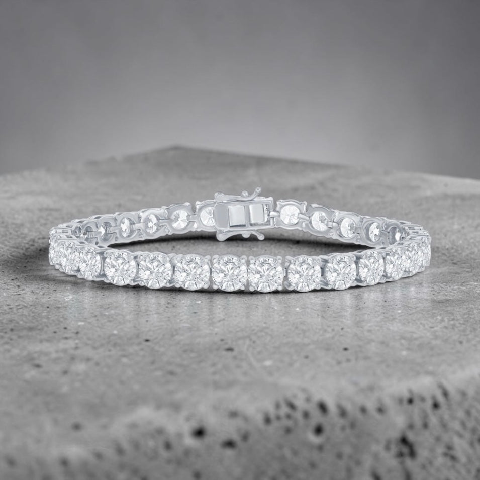 Sterling Silver Round, Moissanite Tennis Bracelet