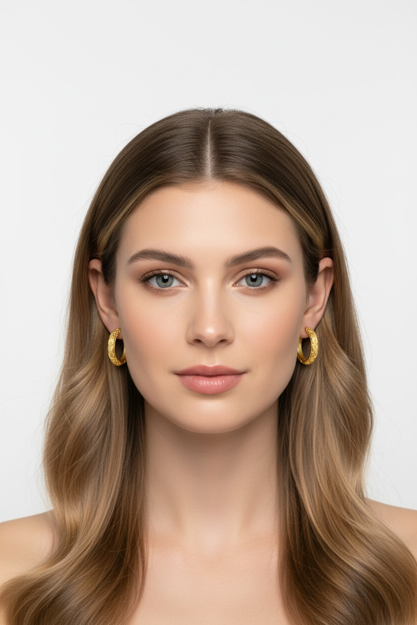 Sterling Silver, Byzantine Design 25mm Hoop Earrings