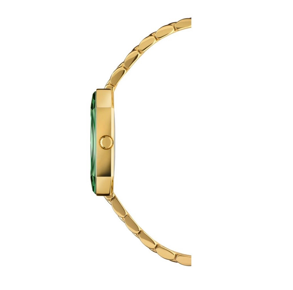 FACET RADIANT, Princess-Cut, Gold Plated Swiss Quartz Watch, 15mm Band - Green Dial