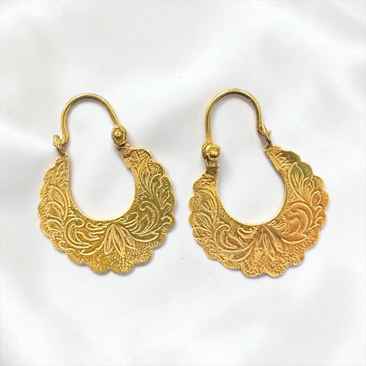 14K Real Gold Handmade Cuban Hoop Earrings small size