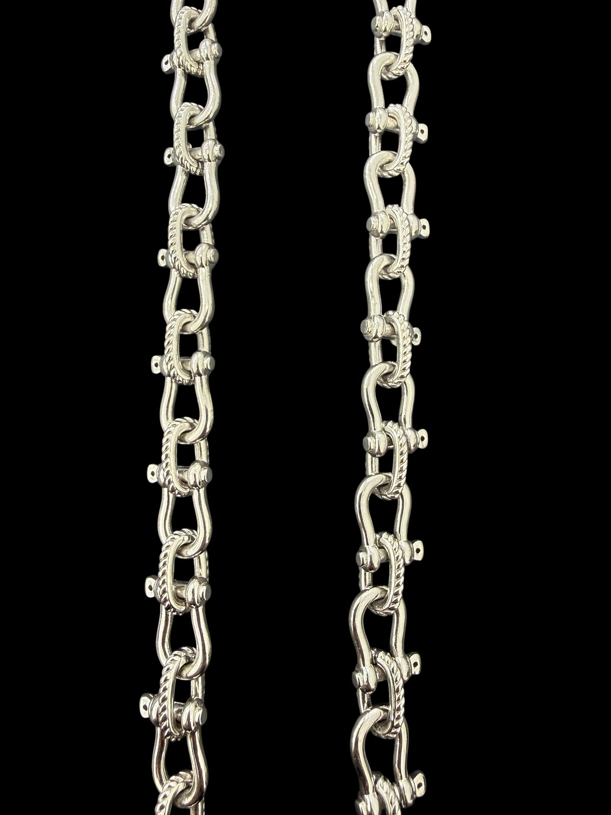 925 solid heavy sterling silver handmade shackle link necklace