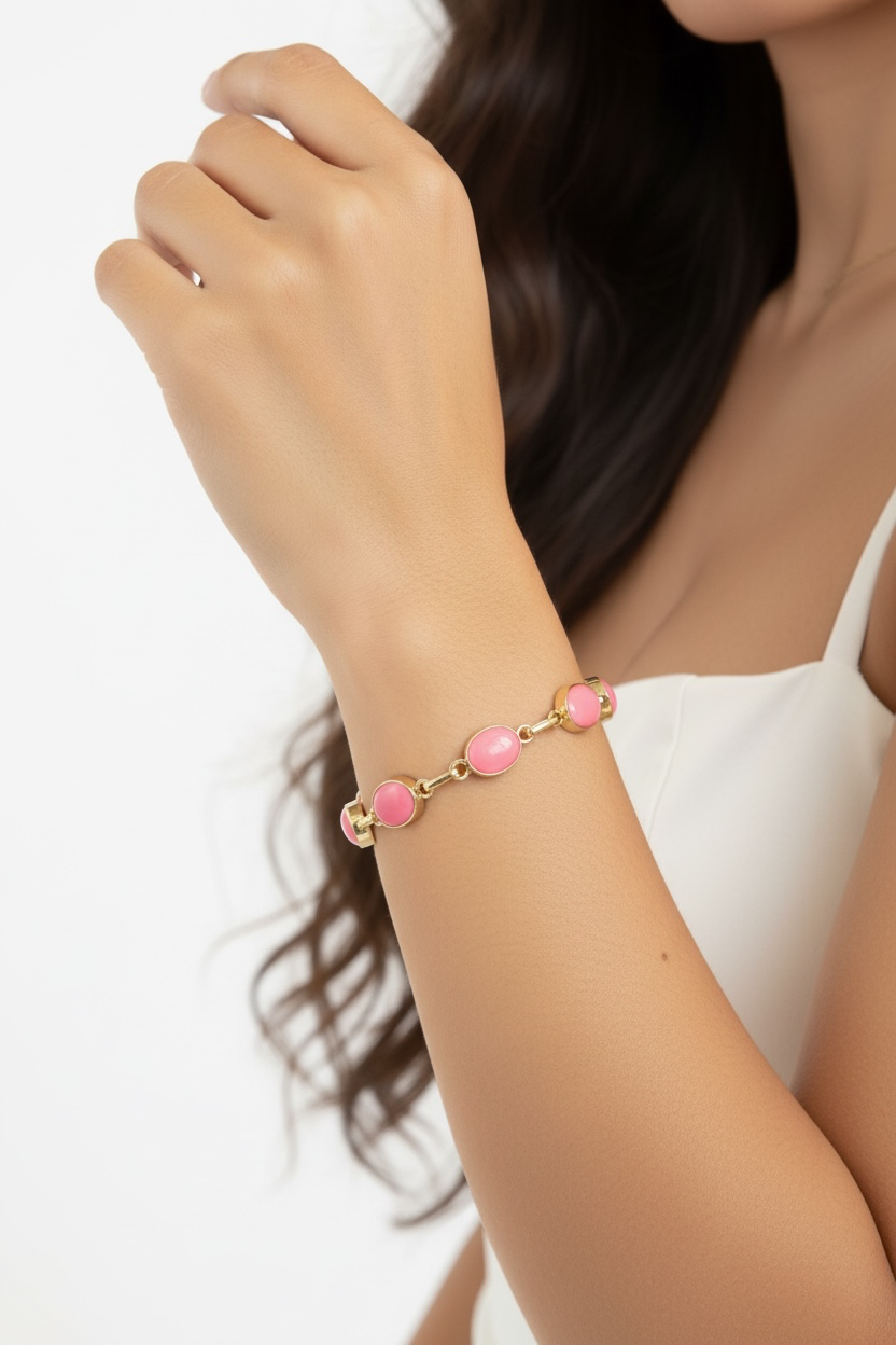 925 sterling silver pink conch bracelet Caribbean style