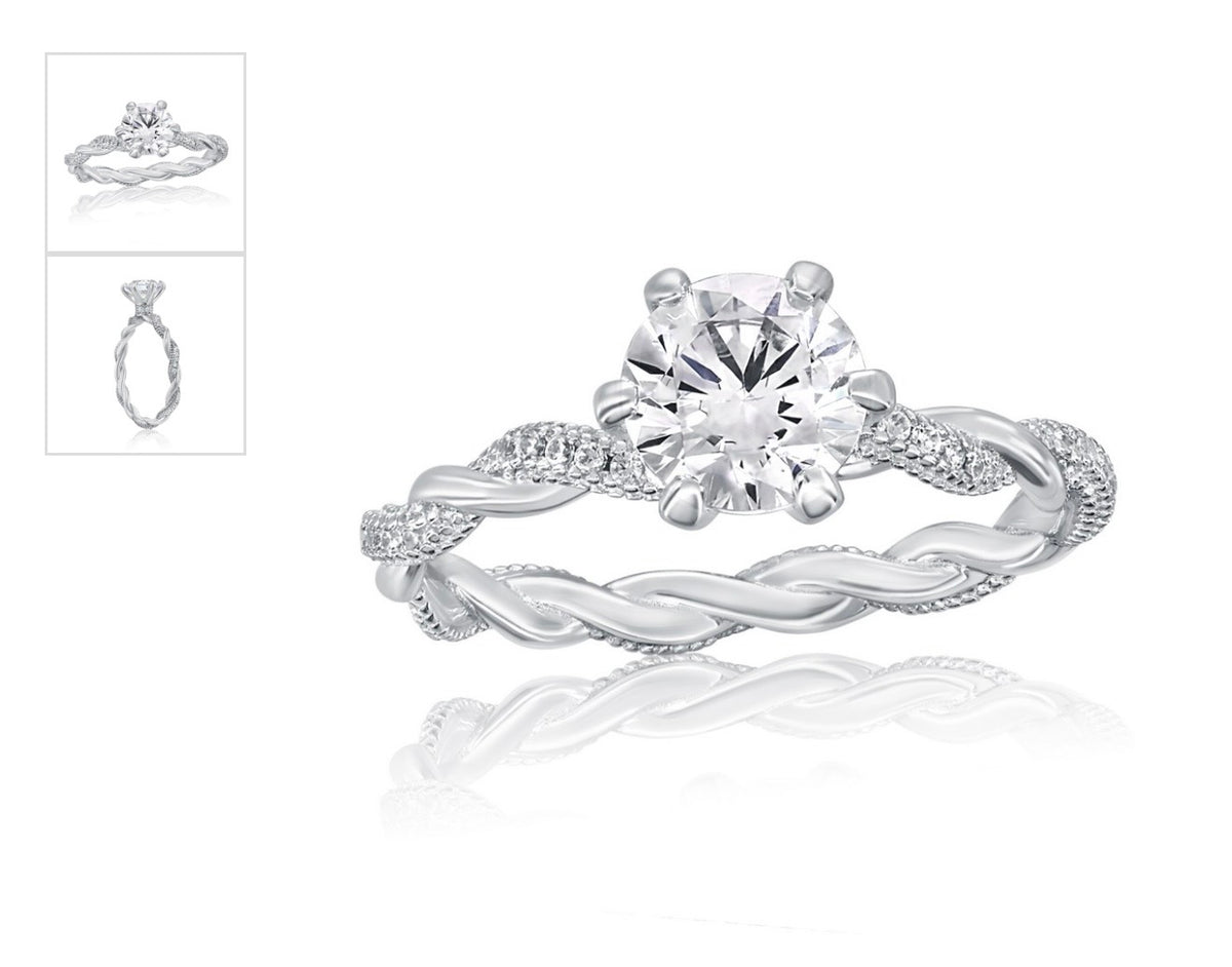 Sterling Silver, Round Solitaire, Pave Rope Band Ring
BRIDAL JEWELRY