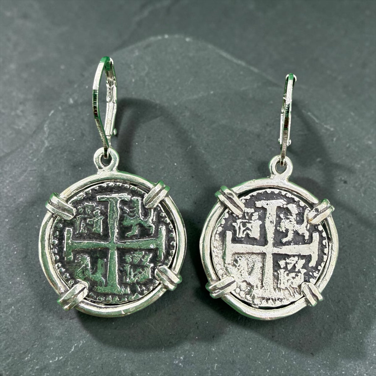 925 sterling silver replica of Atocha Shipwreck coin earrings