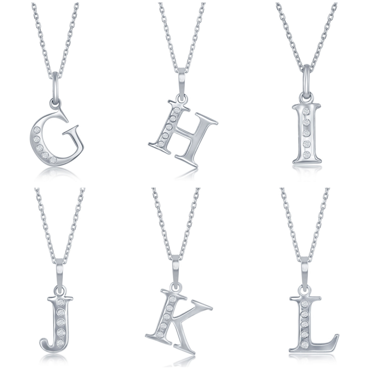 Sterling Silver 0.03cttw Diamond Accent Initial Pendant with Chain