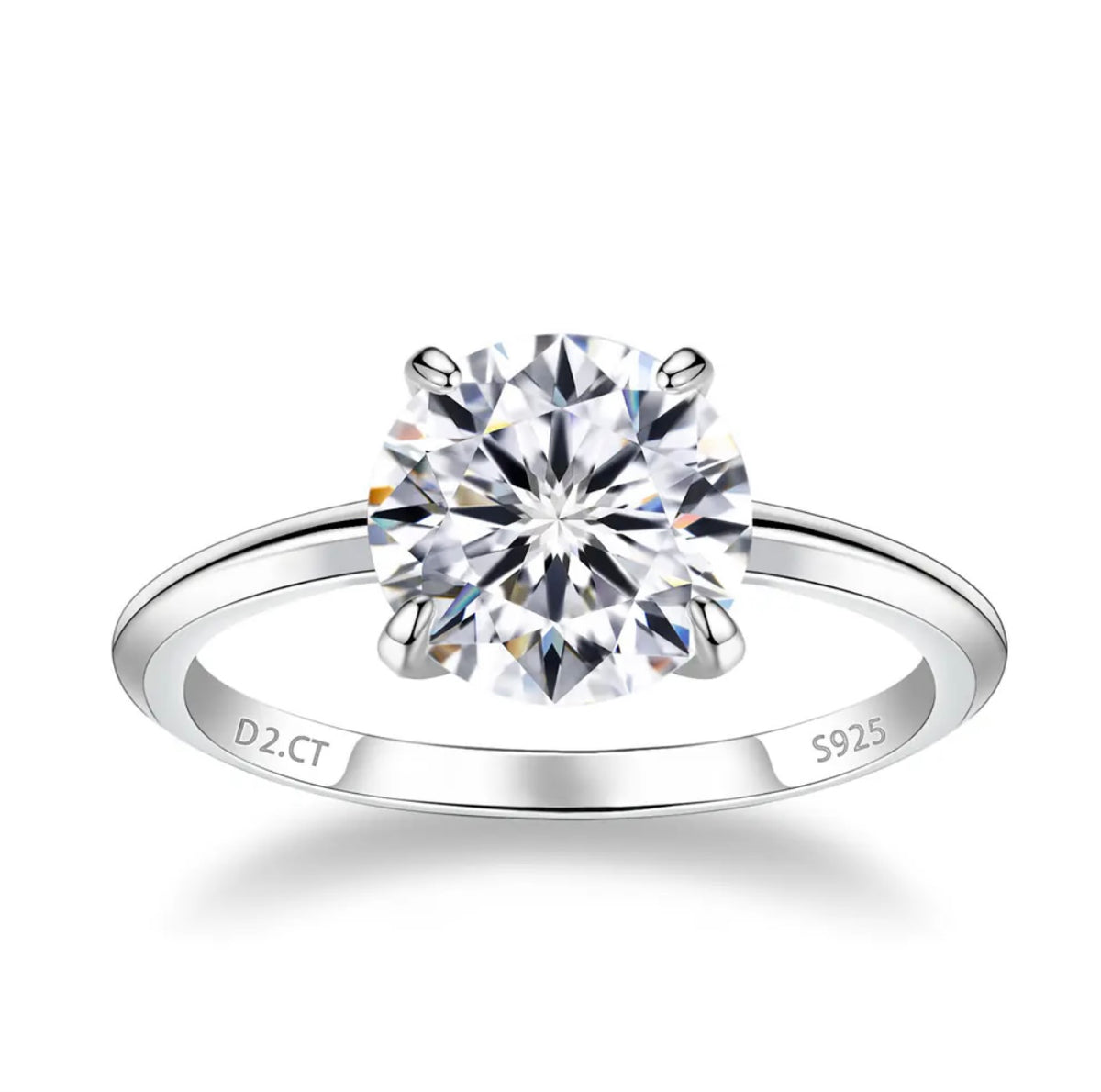 2 Carat Moissanite Round Cut Four-prong Setting Ring