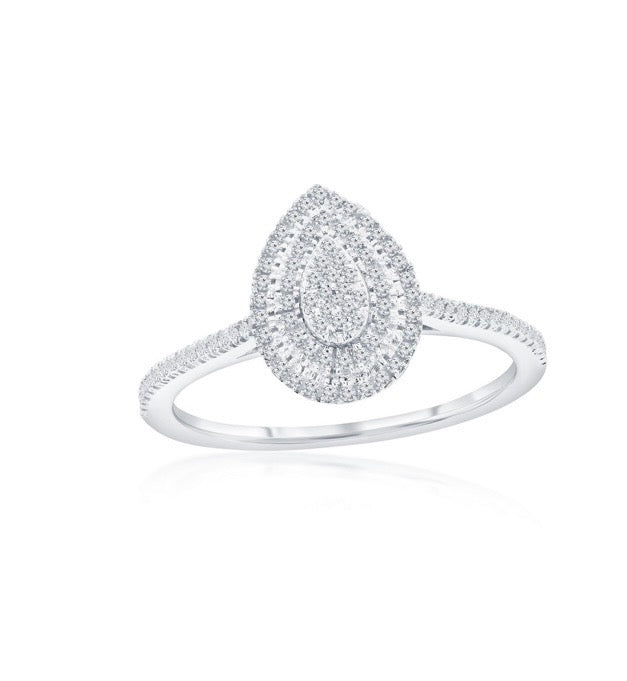 Sterling Silver Natural G-H Diamond Ring for Bridal or Special Occassion