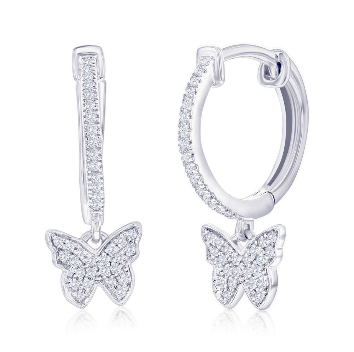 Sterling Silver, Charm Diamond Huggies