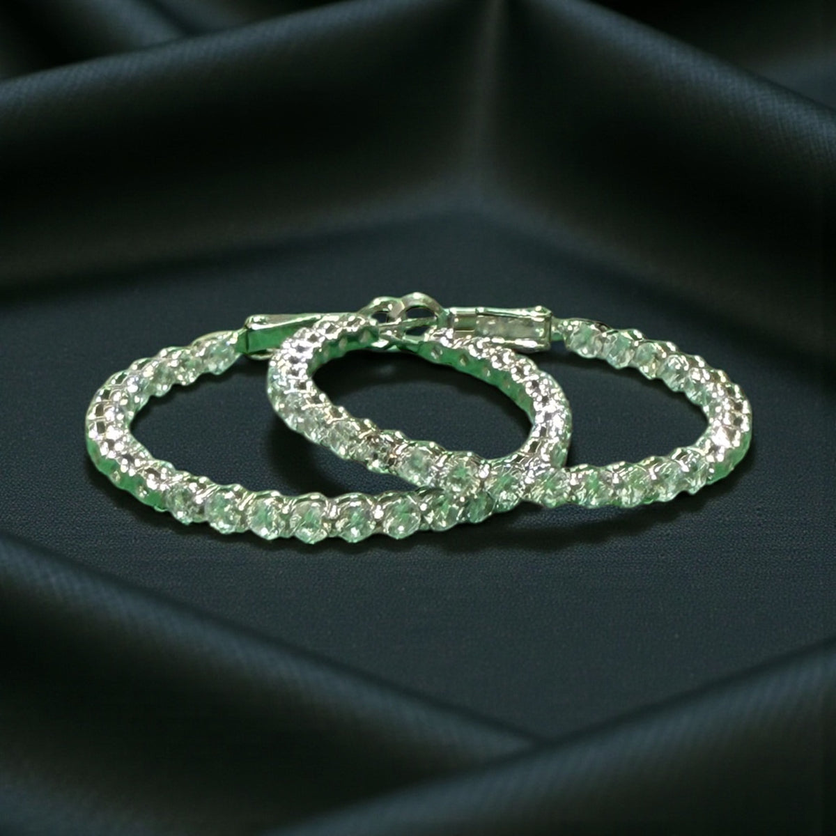 DIAMOND CRYSTALLINE HOOP EARRINGS LARGE SIZE