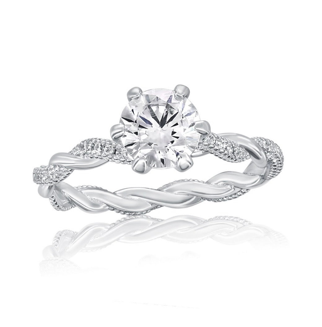 Sterling Silver, Round Solitaire, Pave Rope Band Ring
BRIDAL JEWELRY