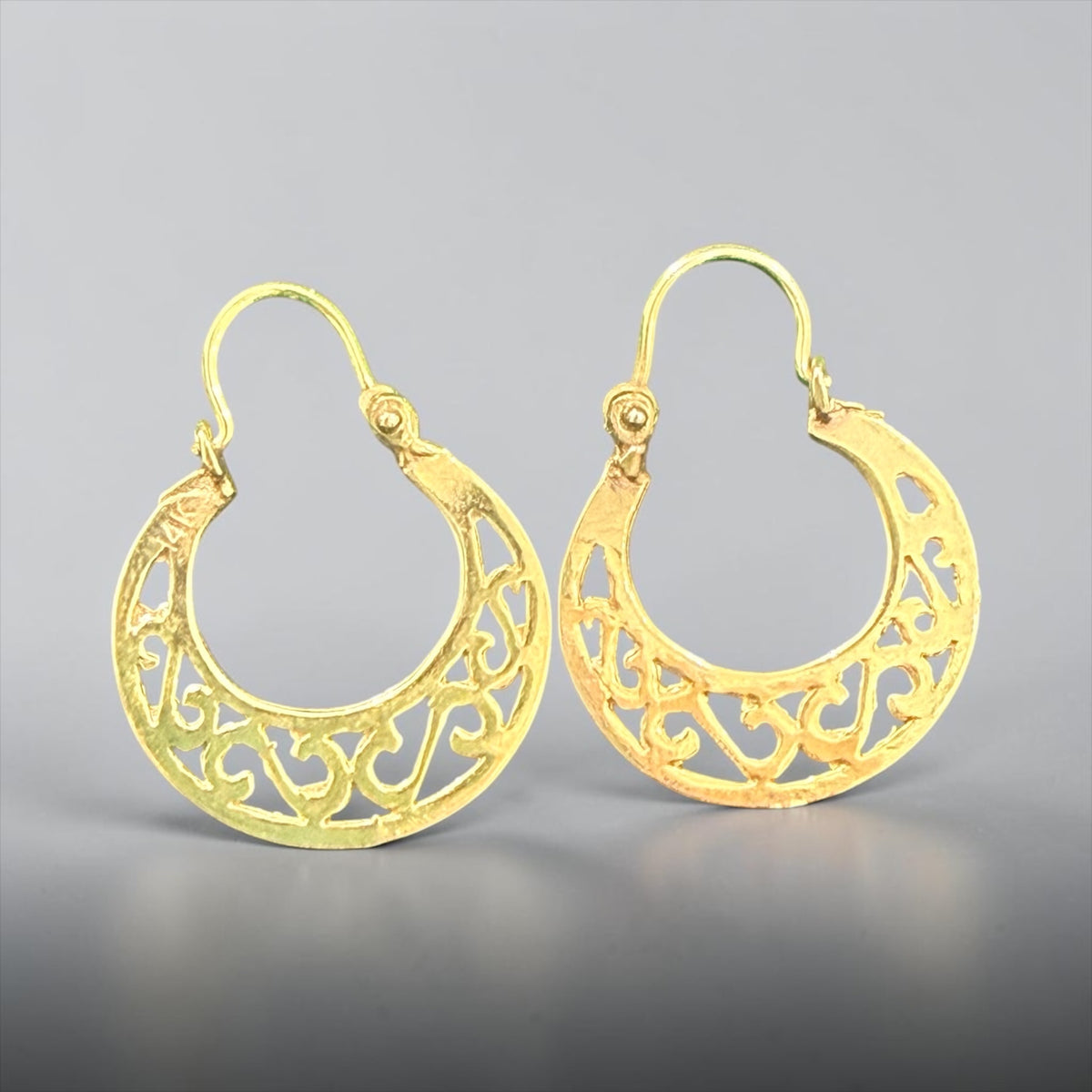 14K Real Gold Handmade Cuban Hoop Earrings small size