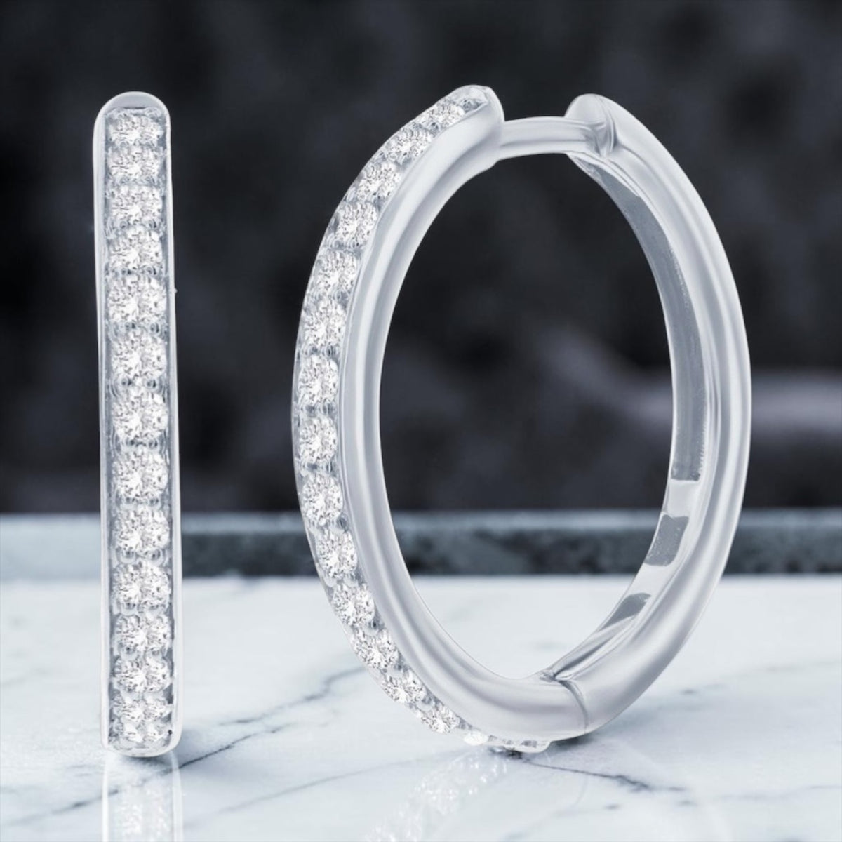 Sterling Silver 0.79cttw Lab-grown Diamond Hoop Earrings
