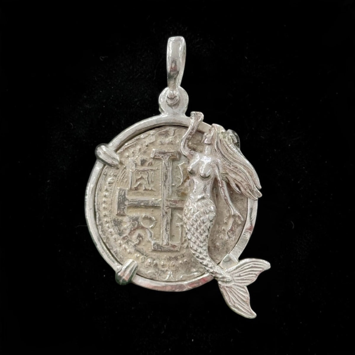 Replica of Atocha Coin Pendant in Mermaid Bezel 925 solid sterling silver
