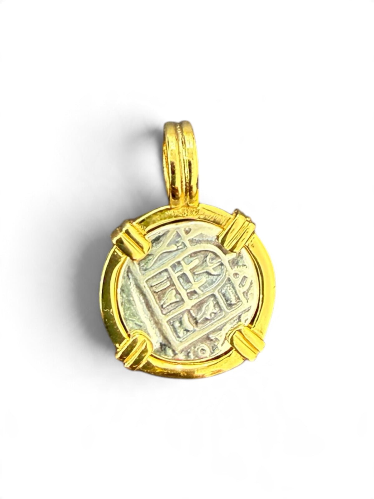 Replica of Atocha Shipwreck Coin Pendant 925 Sterling Silver Two Tone