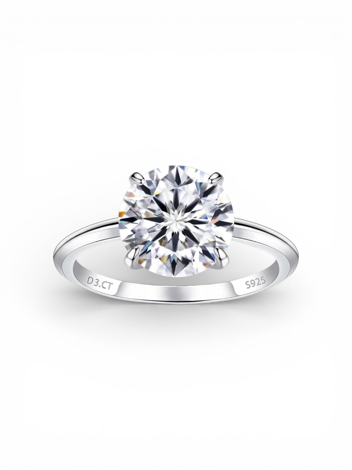 3 Carat Moissanite Round Cut Four-prong Setting Ring