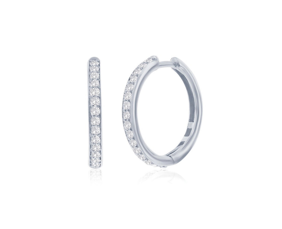 Sterling Silver 0.79cttw Lab-grown Diamond Hoop Earrings