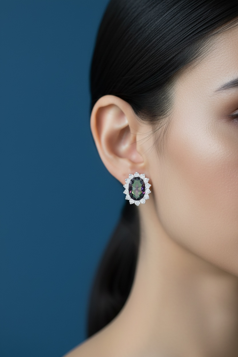 Sterling Silver, Royal Cubic Crystalline Earrings available in three colours