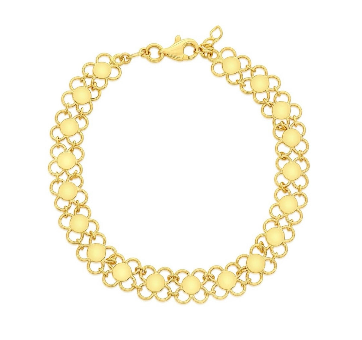 14K Real Gold Flower Design Bracelet 6.75 Inches