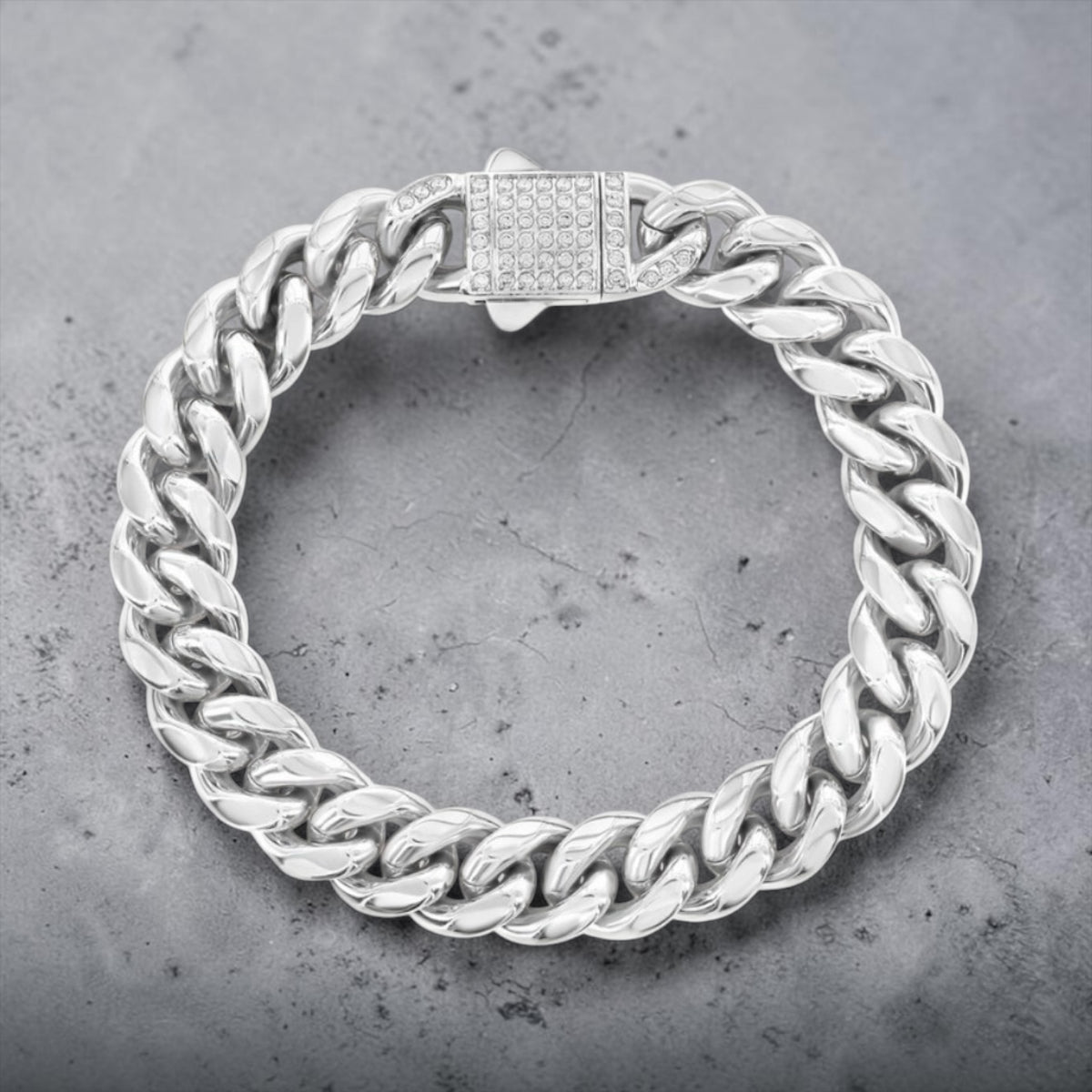 Stainless Steel 12mm Miami Cuban Lock Men’s Bracelet 8.5 inches