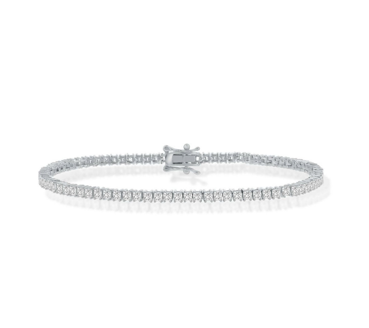 925 Sterling Silver 3mm Princess Cut Crystalline Tennis Bracelet