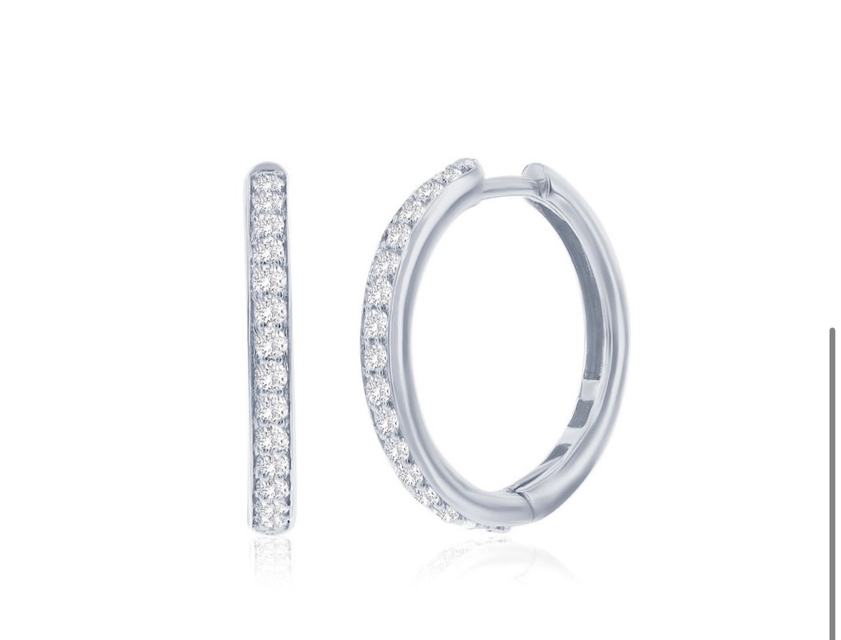 Sterling Silver 0.79cttw Lab-grown Diamond Hoop Earrings