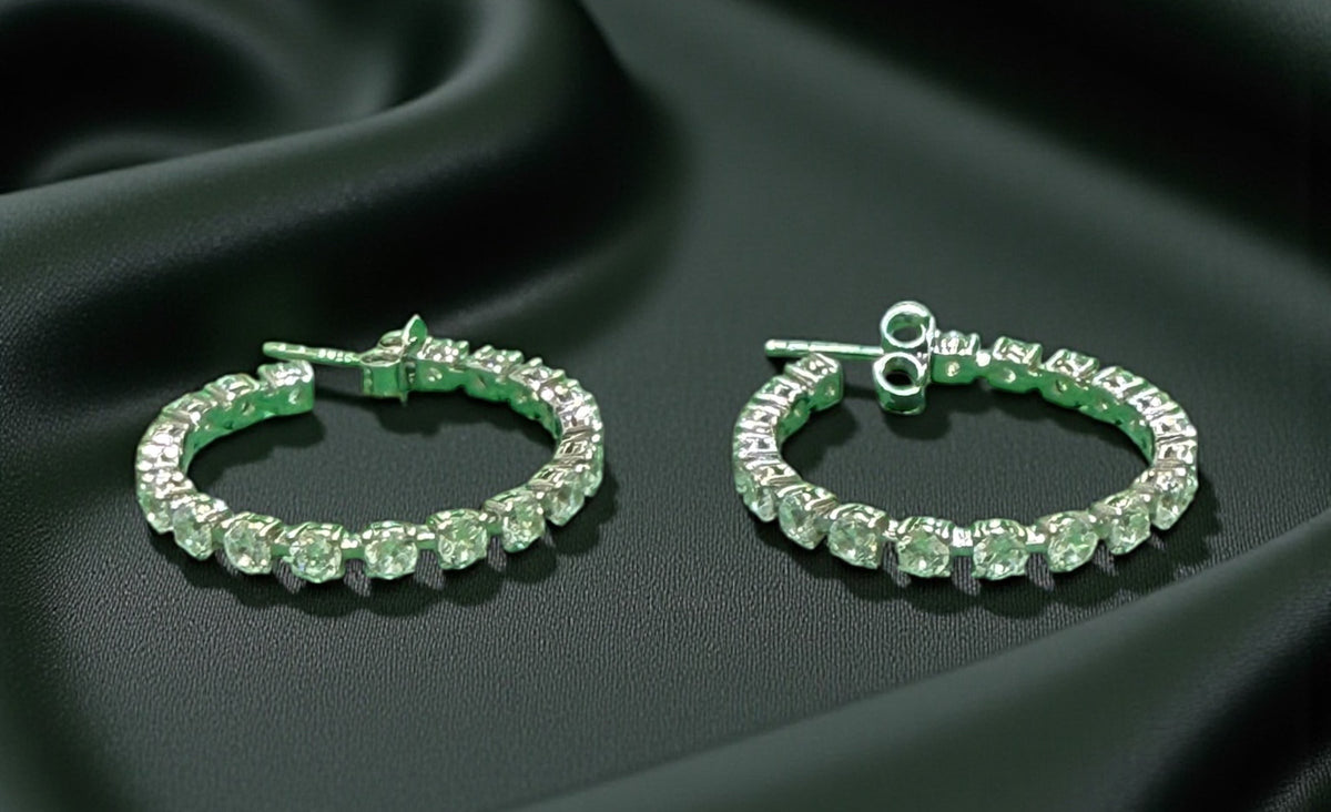 DIAMOND CRYSTALLINE HOOP EARRINGS MEDIUM SIZE