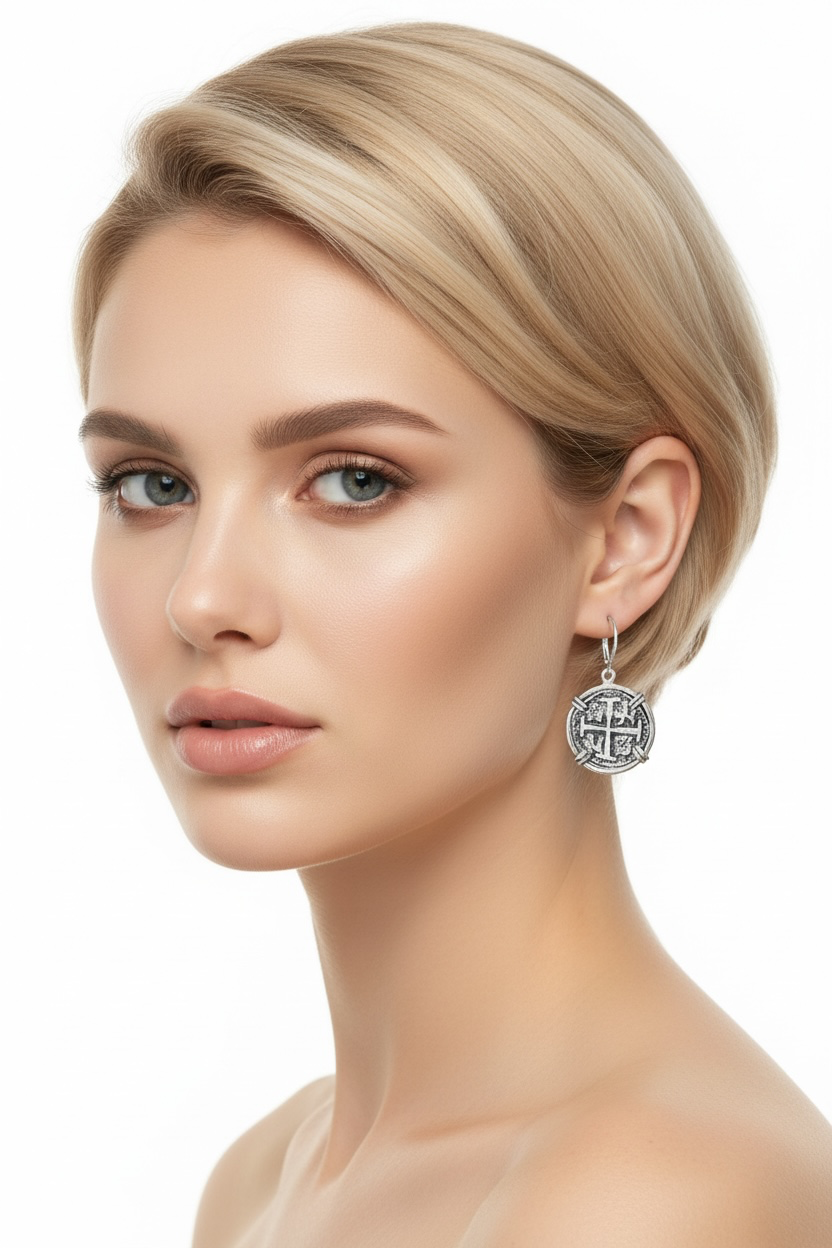 925 sterling silver replica of Atocha Shipwreck coin earrings