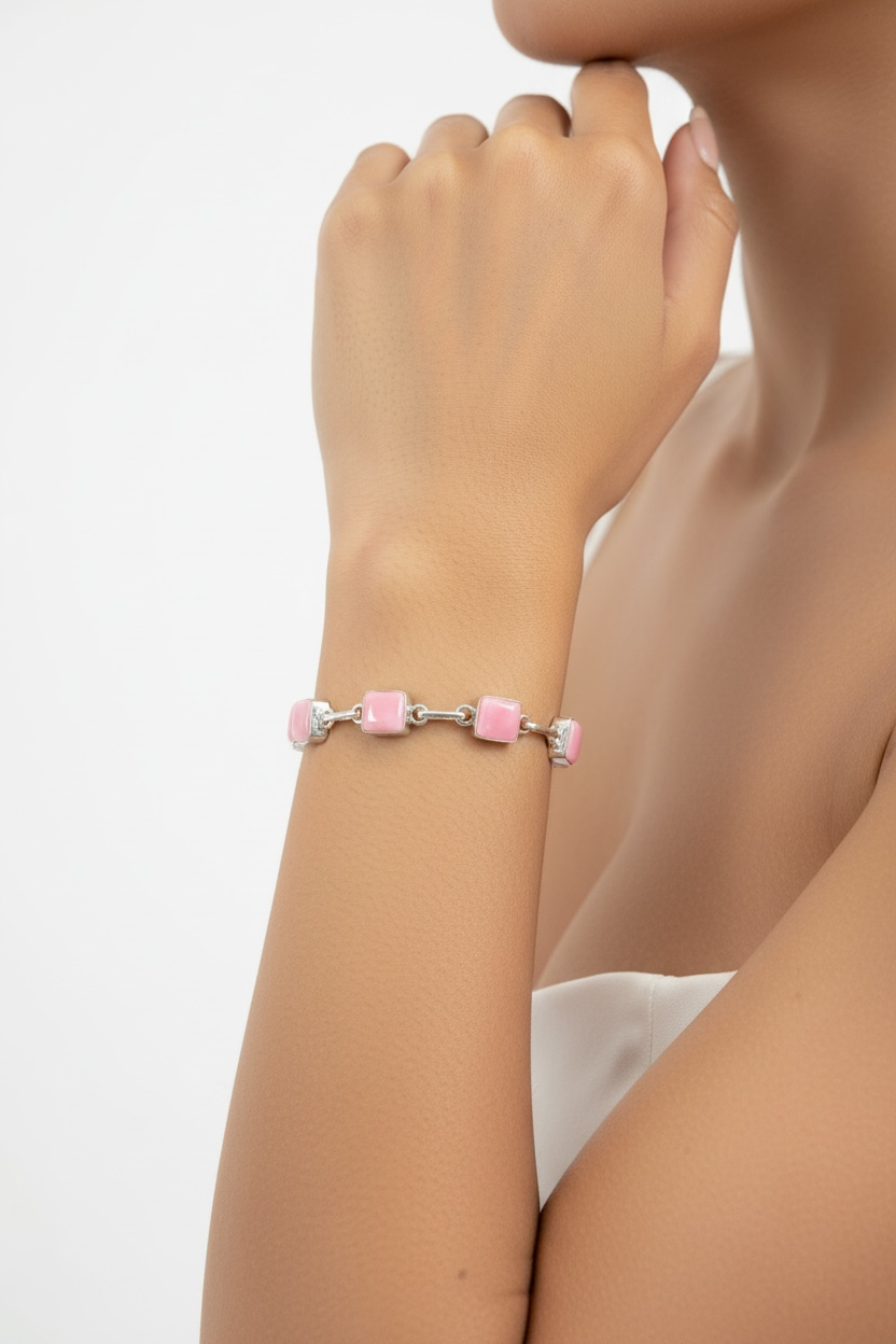 925 sterling silver pink conch bracelet Caribbean style