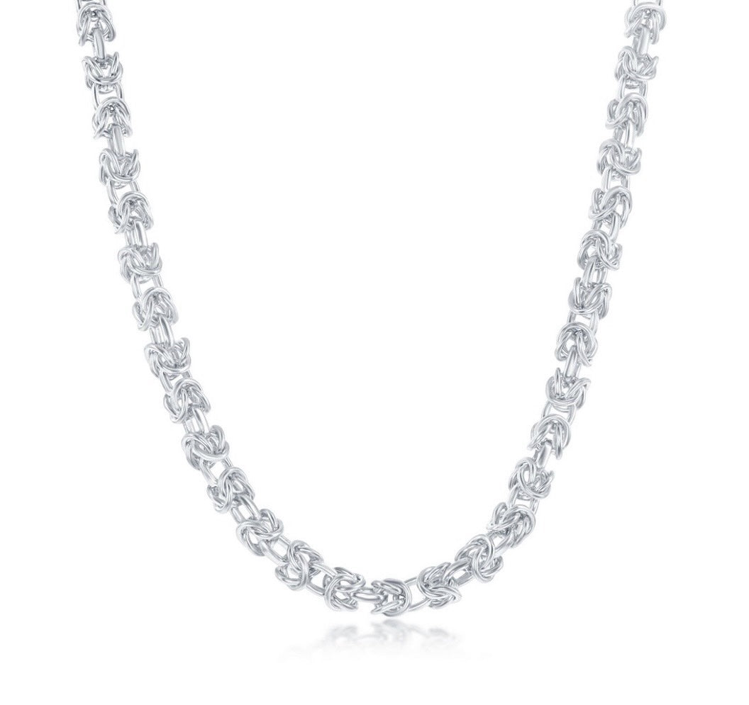 Sterling Silver 3MM Open Byzantine - Silver Plated