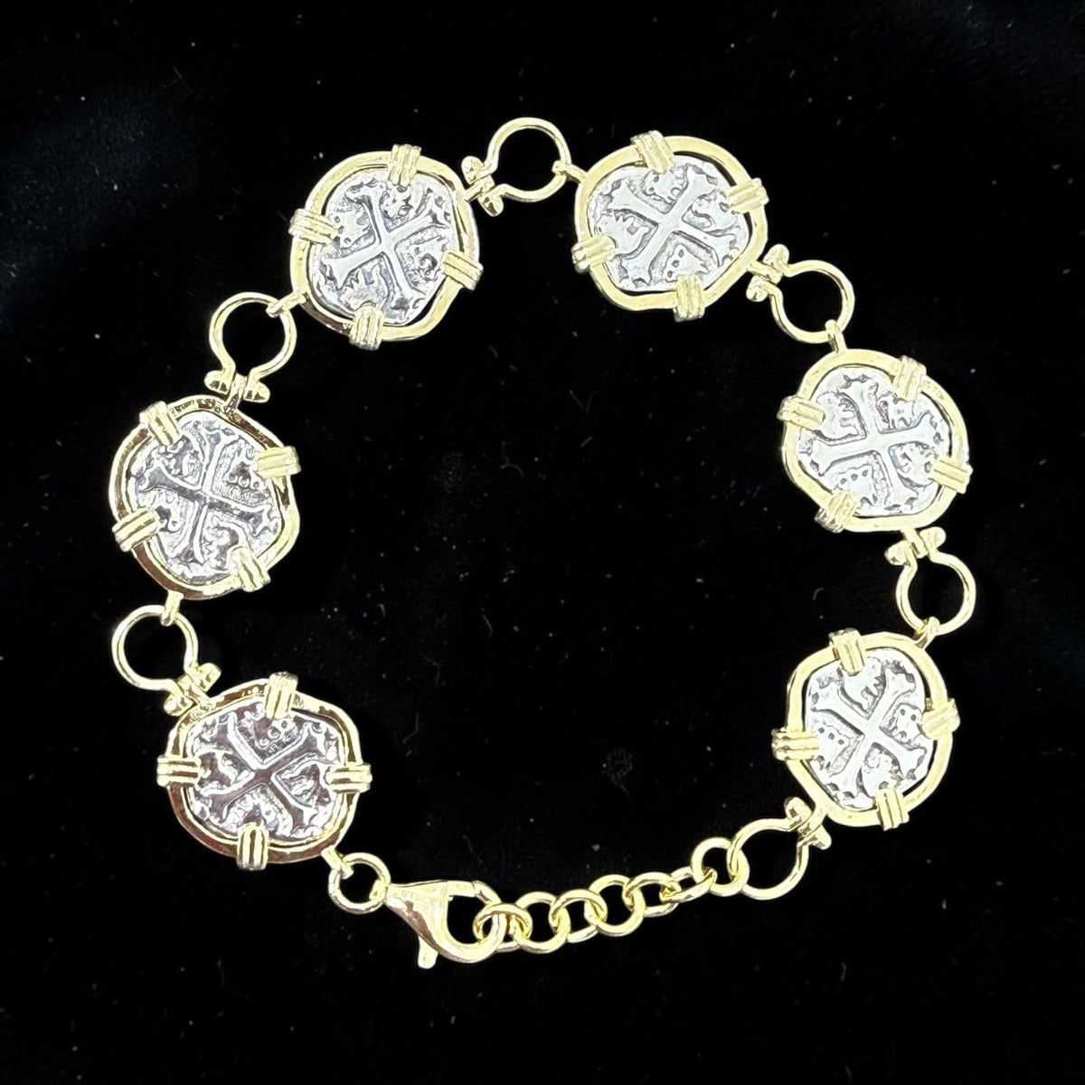 Replica of Atocha shipwreck coin bracelet two tone