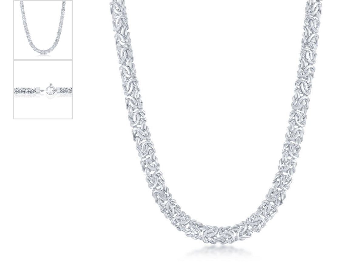 Sterling Silver, Classic Byzantine Necklace 17” long