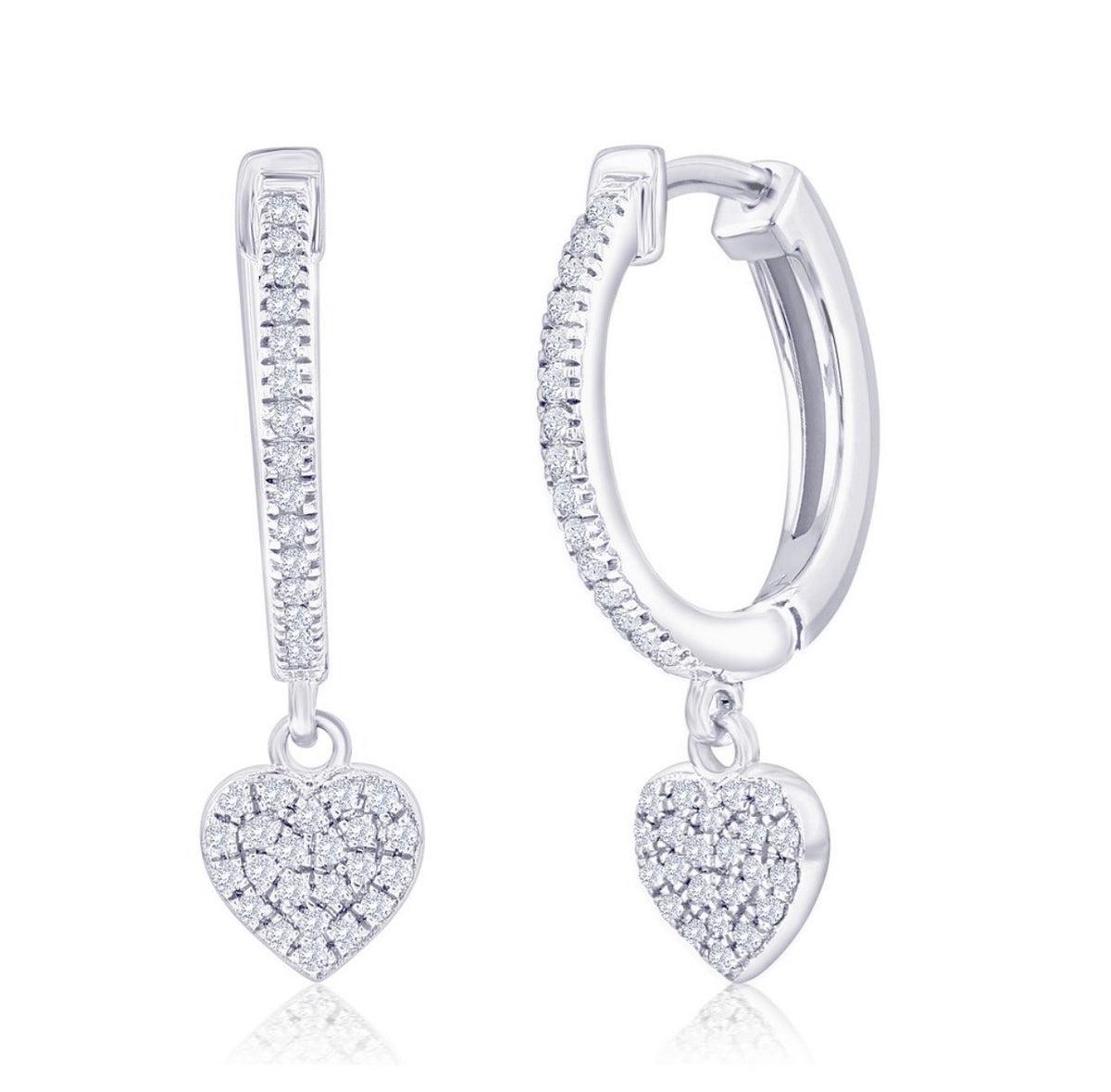 Sterling Silver, Charm Diamond Huggies