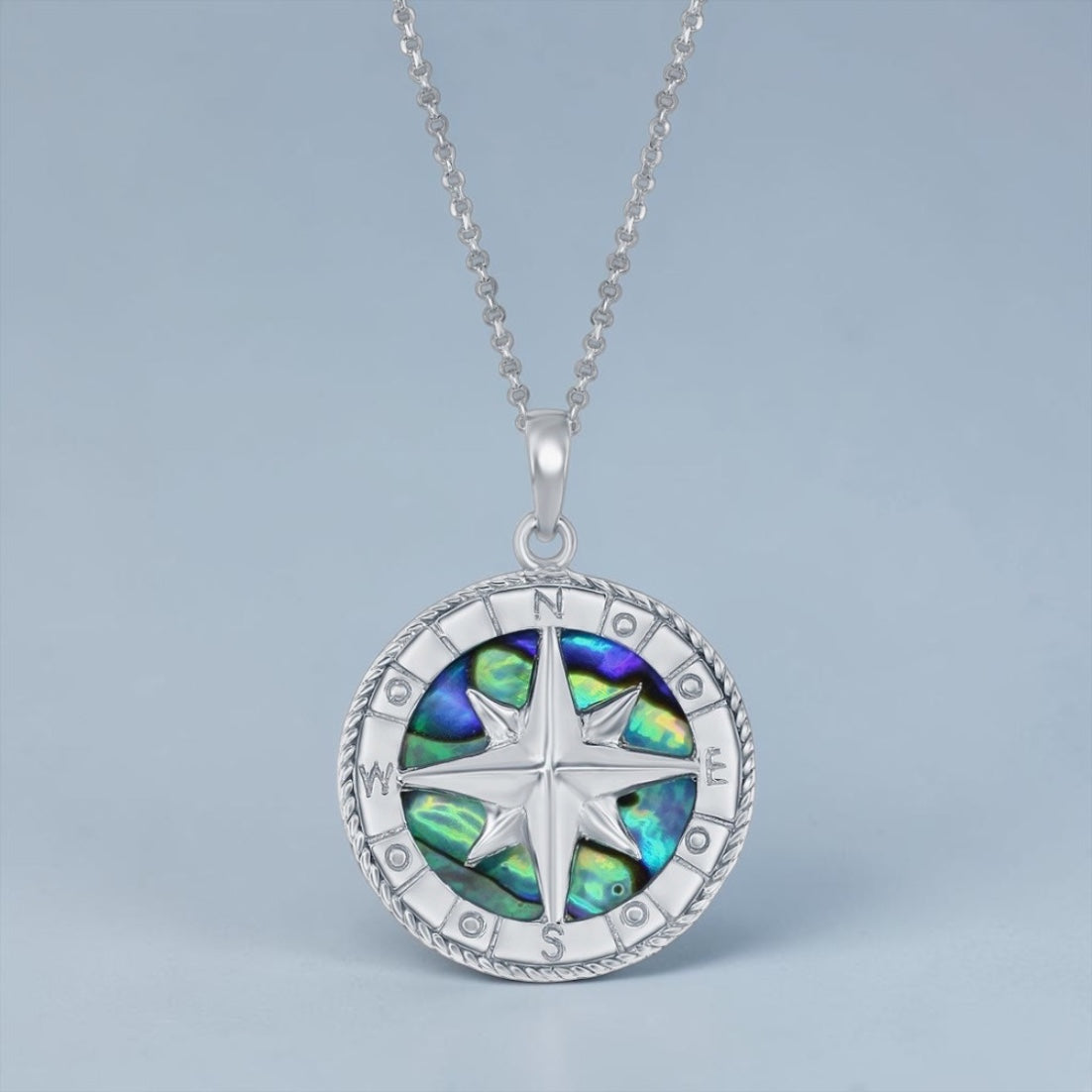 Sterling Silver Compass Pendant Abalone