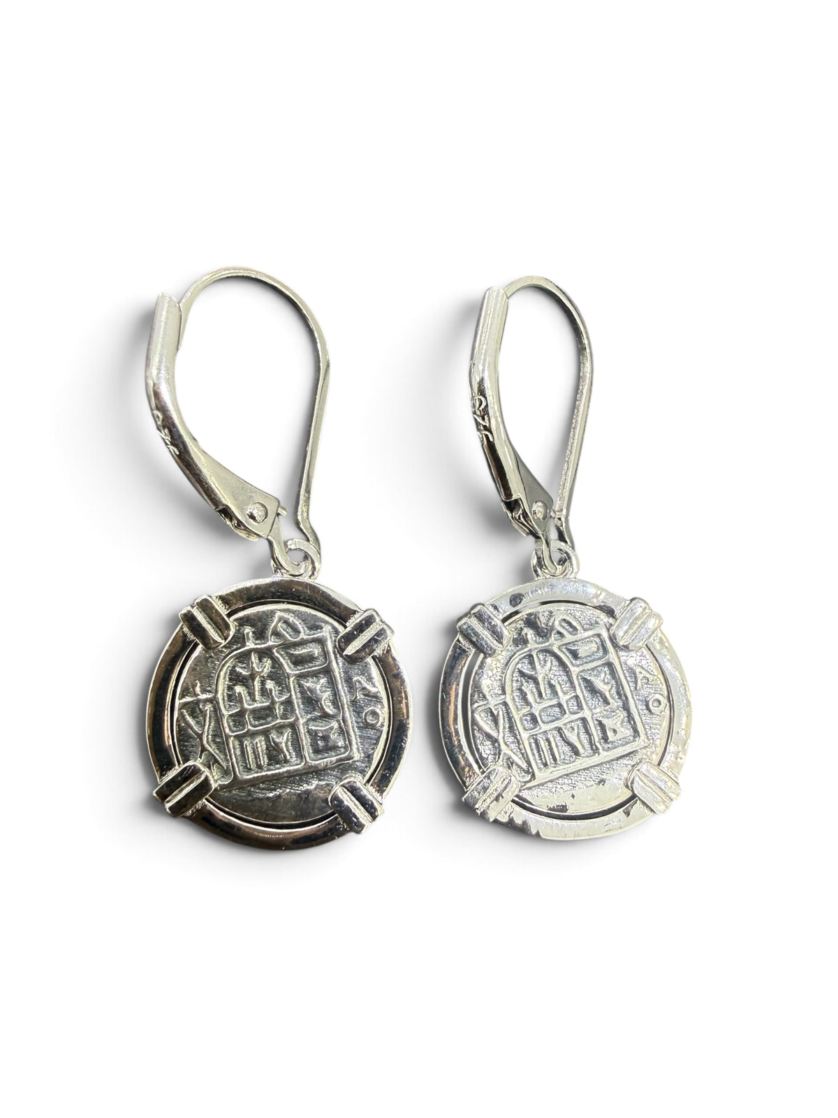 925 sterling silver shipwreck mini coin earrings two tone