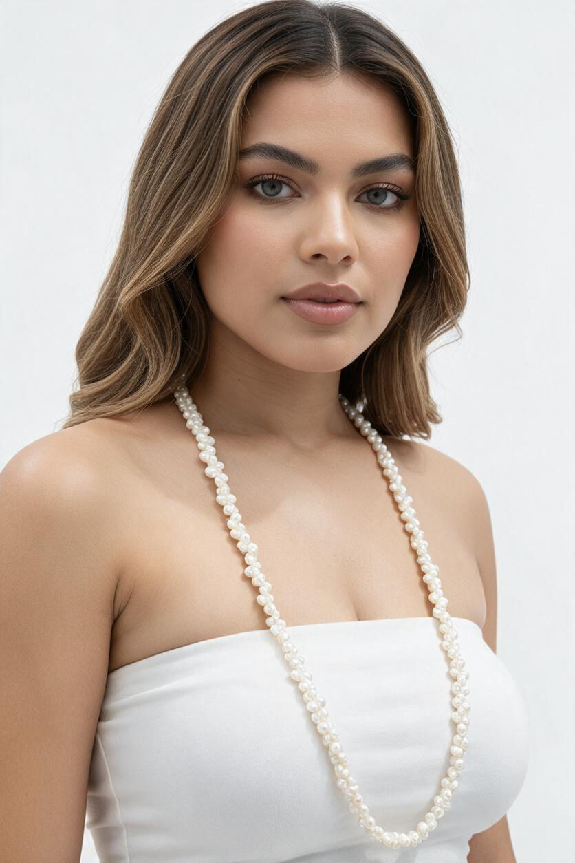 32” continuous freshwater pearl  twin necklace