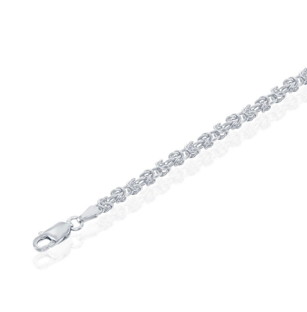 Sterling Silver 3MM Open Byzantine - Silver Plated