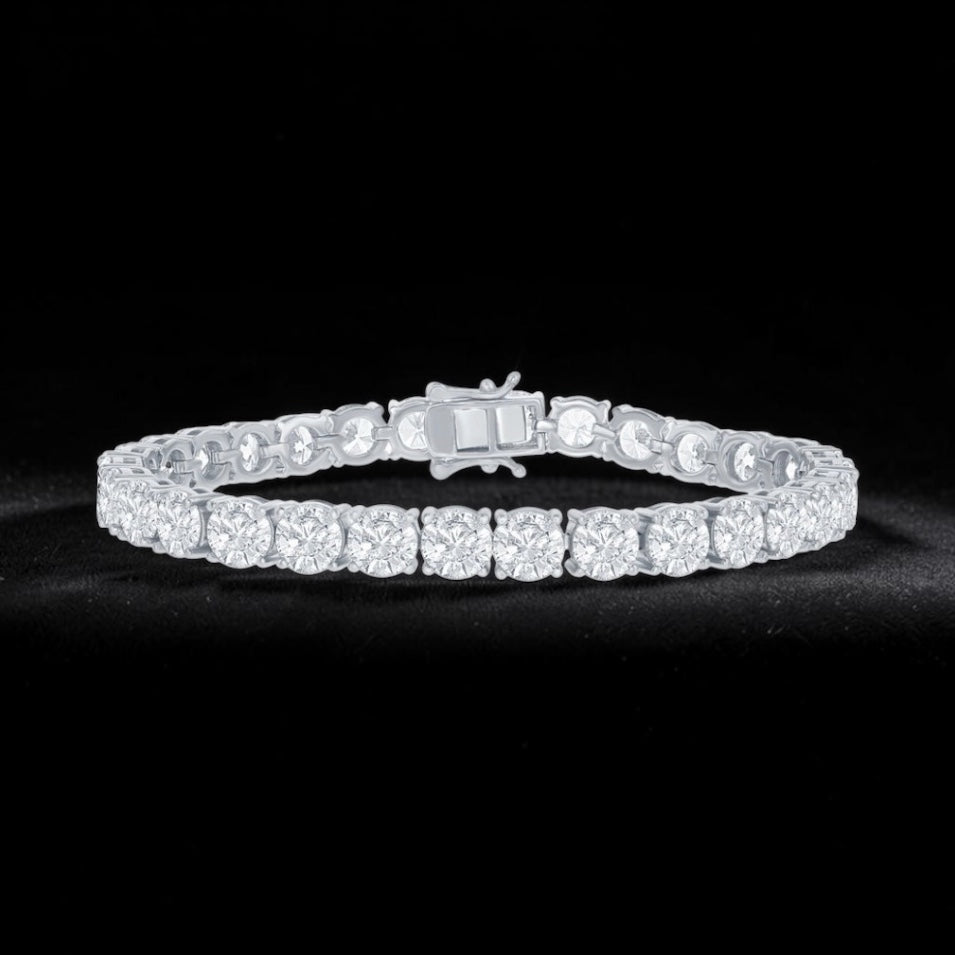 Sterling Silver Round, Moissanite Tennis Bracelet