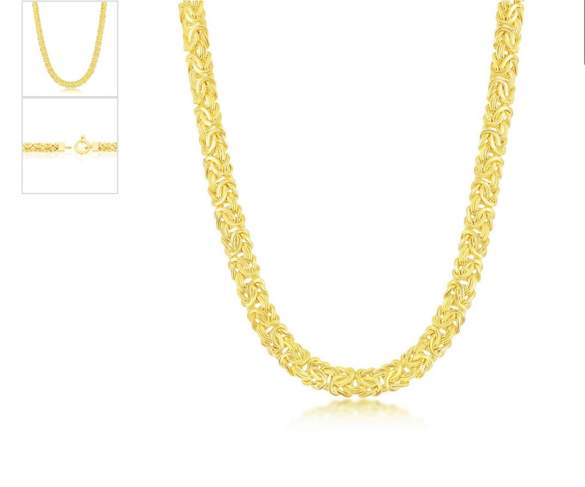 Sterling Silver, Classic Byzantine Necklace 17” long