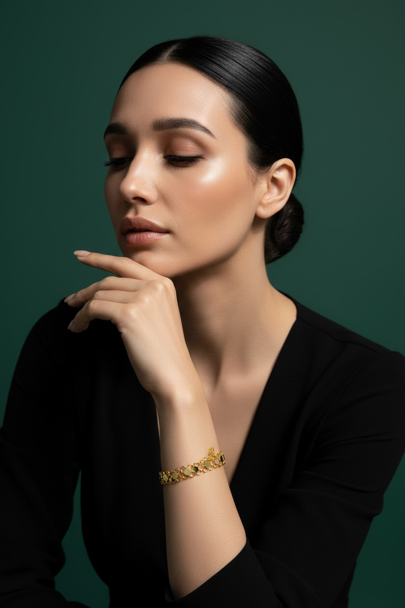 14K Real Gold Flower Design Bracelet 6.75 Inches